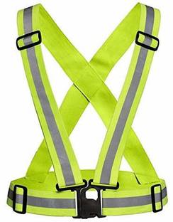 MAHSON High Visibility Protective Safety Reflective Vest Belt Jacket, Night Cycling Reflector Strips Cross Belt Stripes Adjustable Vest Safety Jacket