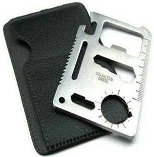 Bytezest 11 in 1 Small Ninja Multi-Purpose Credit Card Size Wallet Pocket Tool- Silver Standard Screwdriver
