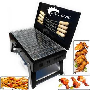 HOT LIFE RoundBBQJaliRotiRoastGrillPapadRoasterChapatiToastGrillWoodenHandle Charcoal Grill