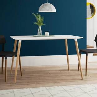 Finch Fox Rectangular Dining Table (White) (Size:-73cm H x 120cm W x 80cm D) Engineered Wood 4 Seater Dining Table