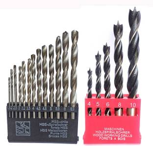 इंडिट्रस्ट new 13pc HSS bits and 5pc Wood drill bits (Pack of 2) for Wood , Plastic , Aluminium and etc