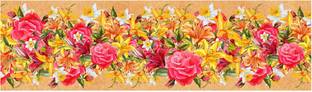 WALLDESIGN 152.4 cm Artistic Multi Flowers Painted Modern Wallpaper Border - 5.25 inch width by 5 ft length - Small Self Adhesive Sticker