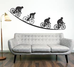 Littlebuds Cycling Medium Vinyl Wallstickers (120 cm x 50 cm)
