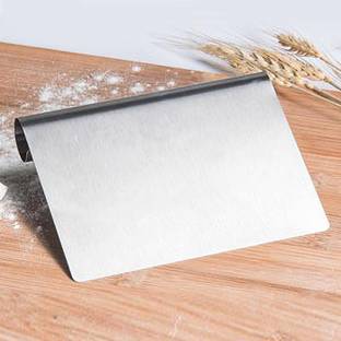 GAFFEL Stainless steel Multipurpose Dough Scrapper Bench Scraper Chopper Cutter Kitchen Food Scraper Icing Smoother Blade Griddle Spatula, Rectangular 15cm, Silver Pastry Cutter