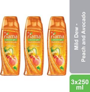 FIAMA Mild Dew Shower Gel - Peach and Avocado, Pack of 3