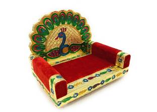 NAVRANG Laddu Gopal Sinhasan Bal Gopal Singhasan Thakorji Shinghasan Ganesh Ji Sinhasan God Sofa Bethak No.3 Wooden All Purpose Chowki