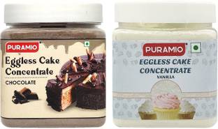 PURAMIO Eggless Cake Concentrate - Vanilla & Chocolate, 250g Each