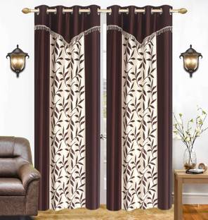 Ville Style 214 cm (7 ft) Door Polyester Semi Transparent Curtain (Pack Of 2)