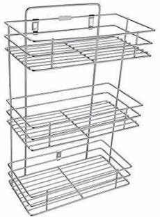 Nirgun Empex Containers Kitchen Rack Steel Stainless Steel Multipurpose Storage Rack | Shelf 3 Layer Kitchen Rack | Bathroom Shelves and Racks Steel | Wall Mounted Organiser for Home | Book | Spices | Jar | Bottle Keeper in Silver Cover