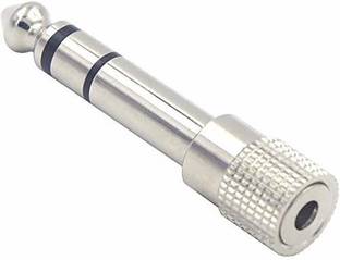 LipiWorld 6.35MM Male to 3.5MM Female Stereo Audio Headphone Jack Adapter Converter (Pack of 1 Silver) Microphone
