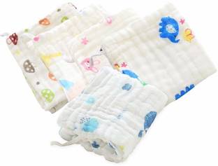 Cuteably Wash Cloths Towels/Wipes (Pack of 5)- 25x26 cm White Cloth Napkins