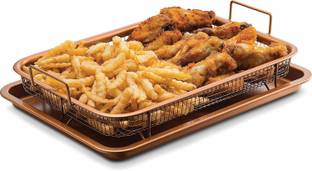 Harvic Copper Crisper Non-Stick Oven Mesh Baking Tray Chips Crisping Basket set Tray Baking Pan