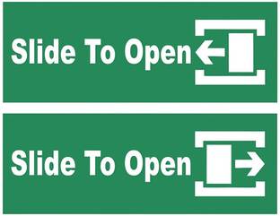 Asmi Collections 20 cm Self Adhesive Vinyl Open to Slide Door Sign Sticker - 2 Pcs. Left and Right Self Adhesive Sticker