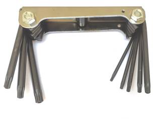 Inditools Torx Allen key set size T9 T10 T15 T20 T25 T27 T30 and T40 (Pack of 1) Folding Allen Key Set