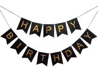 Kala Decorators Black and Gold Happy Birthday Banner Stylish Decorations and Party Supplies Banner
