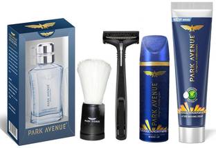 PARK AVENUE Shaving Combo With GoodMorning After Shave Lotion 50ml + Shaving Cream 84g + Shaving Brush + Razor + Mini Deo 40ml