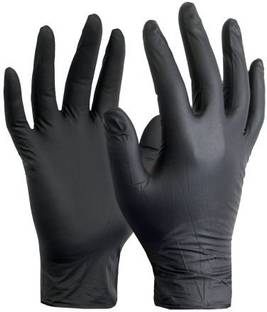 DM India Nitrile Gloves (Best Price, 100 % Quality & Quantity Guaranteed) (large size, Black) Nitrile Surgical Gloves