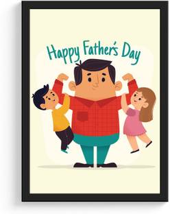 SC CREATIVES Happy Fathers Day Image Framed Art Prints Painting with Plexi Glass Inches Wall Art Gift Posters for Wall Decor Wall Hangings - Black Frame | Ready To Hang Digital Reprint 12 inch x 9 inch Painting