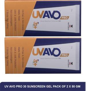 MENARINI Sunscreen - SPF 50 PA+++ UV AVO PRO Sunscreen Gel SPF 30+ PA+++ | Best Water Resistant Sunscreen (Pack of 2)50g