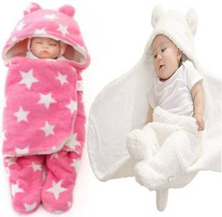 BRANDONN Printed Single Hooded Baby Blanket for  Mild Winter