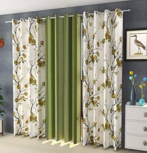 Adimanav 213.36 cm (7 ft) Polyester Semi Transparent Door Curtain (Pack Of 3)
