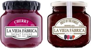 La Vieja Fabrica Fruit of the Forest Jam 350g and Cherry Jam 285g (Combo Pack)