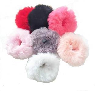 Ganapati Universal Co Soft Fluffy Fur Elastic Multicolor Hair Rubber Band Made of fur and elastic Rubber Band Rubber Band