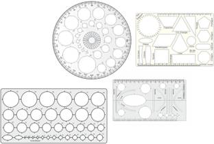 Upyukat Plastic Pro Circle with 25 Circles, Circle master with 35 circles, Hyperbola- Parabola Template, Geometry Template, Drafting Scale Ruler Very Useful to Architect, Engineering Students, Office Employee (Set of 4) Ruler
