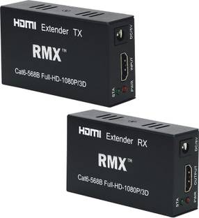 kathiriyas RMX HDMI Extender/Extension RX Receiver TX Transmitter HDMI Repeater Connector Convertor Dual RJ45 CAT5e CAT6 LAN Ethernet Network Cable Upto 60 m for HDTV Projector DVD PS3 Media Streaming Device