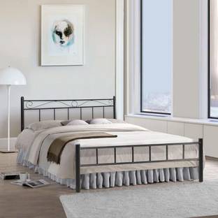 FurnitureKraft London Metal Double Bed, 128.3 cm x 205.7 cm (4.21 ft x 6.75 ft)