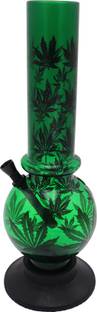 TANISHKA EXPORT 12 Inch Leaf Printed Green Acrylic Smoking Beer Bong Funnel
