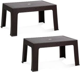 Anmol Moulded Furniture Fixed Centre Table (pack of 2) Size Large with 1 Year Warrantee (Finish Color - Brown) Plastic Coffee Table