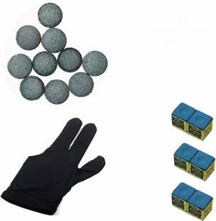 Laxmi Ganesh Billiard LGB215 Combo of Billiard Pool Snooker Glove, 6 Pcs Chalk and 10 Pcs Cue Tip (9mm) Snooker, Pool, Billiards Cue Stick