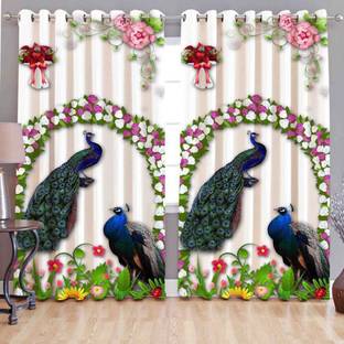 DEHATI STORE 152 cm (5 ft) Velvet, Silk Semi Transparent Window Curtain (Pack Of 2)