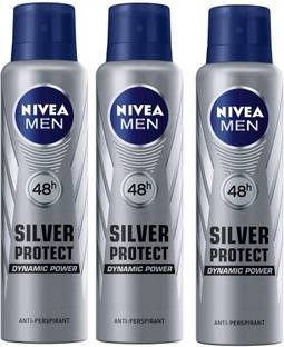 NIVEA Men 48h Silver Protect Dynamic Power Anti-Perspirant ( Pack of 3 ) Deodorant Spray  -  For Men