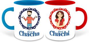 whats your kick Chacha and Chachi Inspired Light Blue & Red Inner Colour Set of 2 Coffee- Chacha, Chachi, Happy Birthday, Relation, Best Couple, Unique Gifts (Chacha & Chachi) Ceramic Coffee Mug