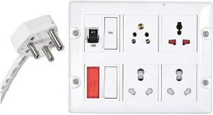 Ronofic Extension Board With 25 Meter Wire (1.5mm)4 Socket 2 Switch copper Wire with MCB 4  Socket Extension Boards
