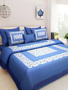 DREAMPOINT 144 TC Cotton Queen Floral Flat Bedsheet