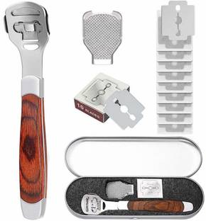 Beaute Secrets Foot Care Pedicure Callus Shaver Hard Skin Remover Wood Handle with 10 Blades