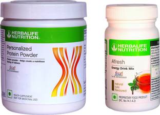 HERBALIFE Personalized Protein Powder 200 Gram With Afresh Energy Drink - Tulsi Flavor Plant-Based Protein