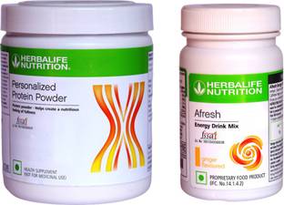 HERBALIFE Personalized Protein Powder 200 Gram With Afresh Energy Drink Mix - Ginger Flavor Plant-Based Protein