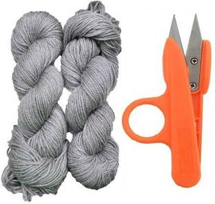 Royal Villa Special Combo Pack of 1 Grey Woolen Thread 100.grams + 1 Thread Cutter - For Sewing and Embroidery Work. Sewing Kit