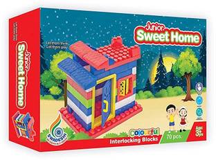 PEZYOX home town junior colorful interlocking blocks for kids ages 3+ to build their own home town