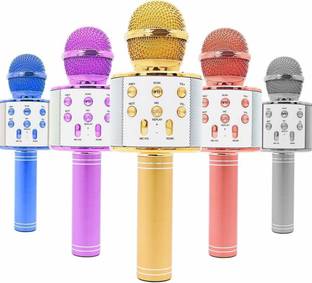 PB Softtech WS-858 Wireless Handheld Bluetooth Mic with Speaker (Bluetooth Speaker) Audio Recording and Karaoke Feature Microphone Handheld 858 (Black) Microphone