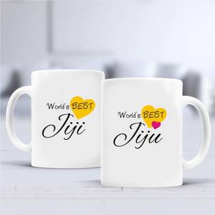 PRIDE STORE Didi Jiju Couple High Quality Ceramic Coffee Milk Tea Beverage Printed Gift for Valentines Day, Anniversary, Couple, Husband and Wife Special Gift for didi and jiju 325 Ml Ceramic Coffee Mug