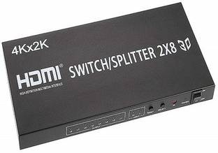 techut HDMI Switch Splitter 2 in 8 Out with Remote, avedio links 2x8 HDMI Splitter Switcher Media Streaming Device