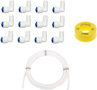 MG WATER SOLUTION RO Membrane Housing Elbow Connector 1/4" Push fit x 1/8" Inch Thread, Taflon Tape, Pipe Suited for All RO Water Purifiers Solid Filter Cartridge
