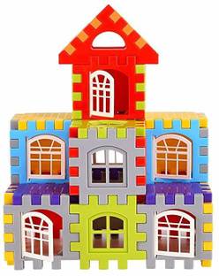GREEN WAY Building Blocks for Kids – 50 Pcs, House Building Blocks with Windows, Block Game for Kids -Multicolor