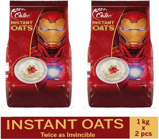 Oateo Instant Oats, 100% Whole Grain Gluten Free Oats, High in Fibre and Protein, 1 Kg Pouch