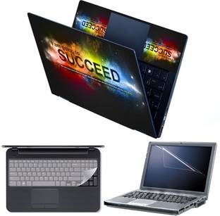 अनवेशस 4 in 1 Combo Pack with Laptop Skin Sticker Decal, Palmrest Skin, Screen Protector, Key Guard for 15.6 Inch Laptop - Succeed कॉम्बो सेट